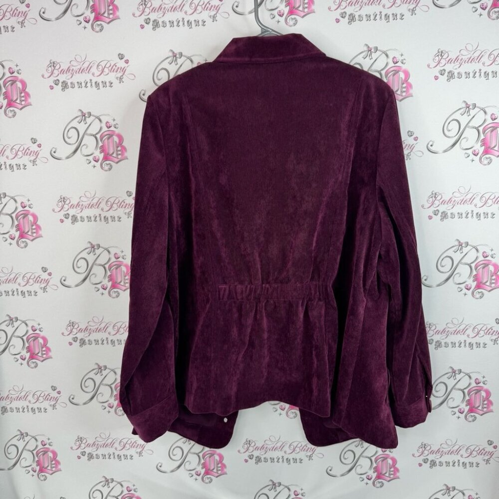 Allison Daley blazer cardigan Women's Deep Purple Button-Down Shirt - Picture 2 of 10